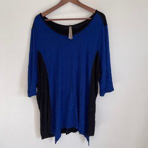 Penningtons Women Blue Black Short Sleeve Pullover Tunic Top Plus Size 3X